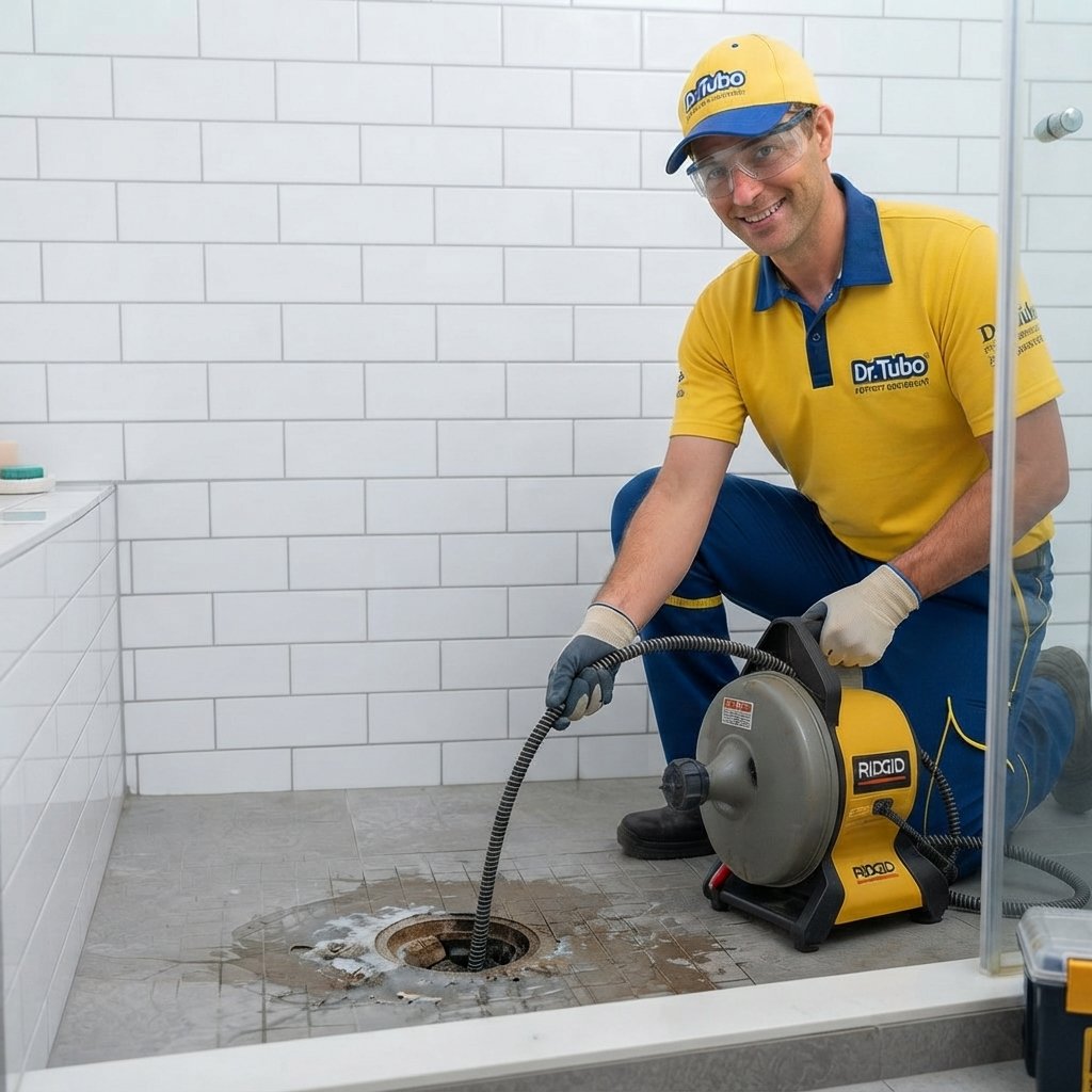 Técnico Dr Tubo desentupindo ralo no Retiro, Jundiaí